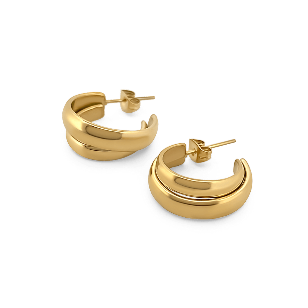 Double Hoop Earrings Earrings IceLink-BL Gold PVD  